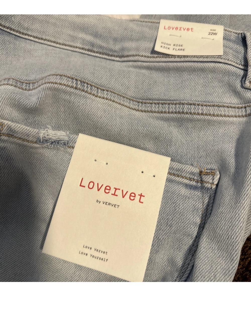 Lovervet By Vervet Blue Amity High-Rise Kick-Flare Jeans Pants Plus Size 22W NWT - Picture 7 of 11